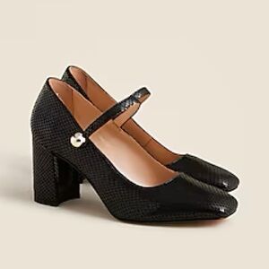 J crew Maisie Mary Jane heels in snake-embossed Italian leather $228